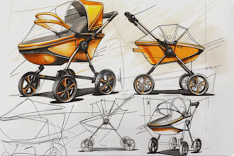 make inventive 3d product design for baby carrier, walker,toy cars,strollers,tub