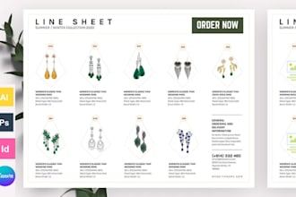 design bulk product catalog line sheet for costume jewelry gemstone investment