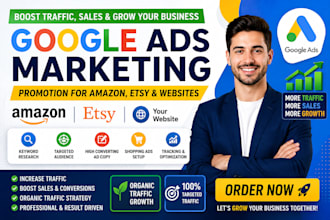 do google ads marketing  promotion organic traffic amazon etsy website design