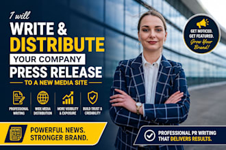 write and distrbute or company press release to a new media site