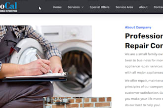 design appliance repair website, electronics repair, home appliance and handyman