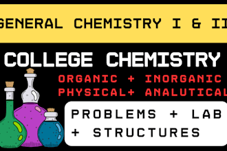 help in general chemistry problems, labs, and college chemistry projects