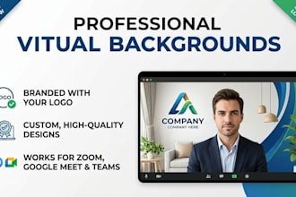 design zoom virtual background professionally with 3d logo