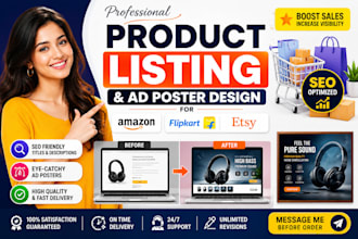design amazon etsy flipkart product images, products listing and ad posters