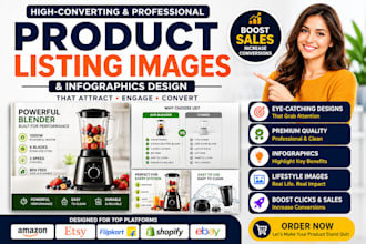 design amazon etsy product listing images and infographics