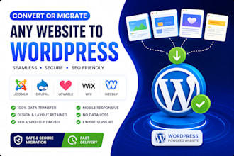 convert or migrate website from joomla drupal lovable weebly or wix to wordpress