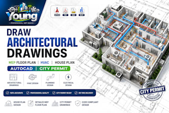 draw architectural drawings mep floor plan hvac house plan autocad city permit