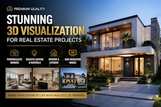 create stunning 3d visualization for real estate and architectural rendering