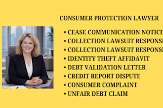 handle consumer violations, unfair debt practices and credit claim filings