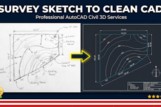 provide civil 3d drafting for survey maps survey sketches into clean cad drawing