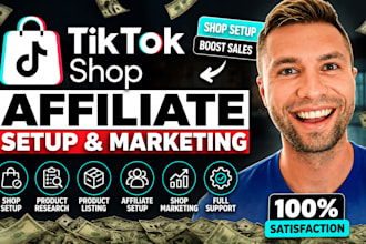 setup tik tok shop, tiktok affiliate, product listing and tiktok shop marketing