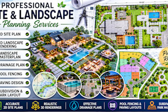 2d site plan backyard layout paving plan subdivision park landscape rendering
