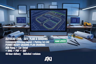 autocad site plan commercial driveway grading plan drawing land development cad
