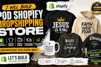 build pod shopify dropshipping christian shirts mugs sweatshirt streetwear store