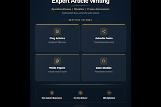 write expert articles on operational finance, discipline and process improvement