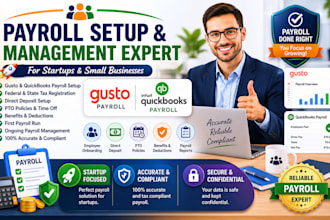 manage payroll for startups, small businesses using gusto or quickbooks payroll