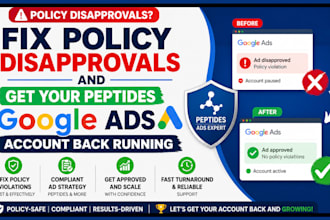 fix policy disapprovals and get your peptides google ads account back running