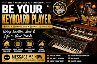 be your piano player, hammond organ, and synth, harpsichord for your tracks