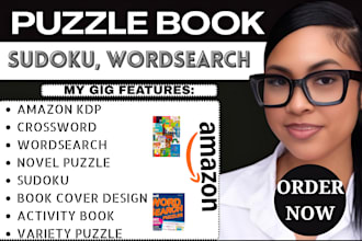 design, format KDP puzzle book word search crossword sudoku ready for publishing