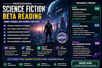 beta read your sci fi fiction manuscript with detailed feedback