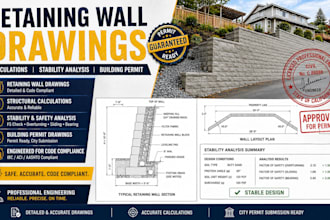 do retaining wall drawings calculations  analysis building permit