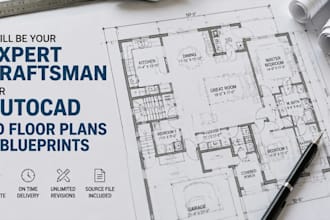 be your expert draftsman for autocad 2d floor plans and blueprints