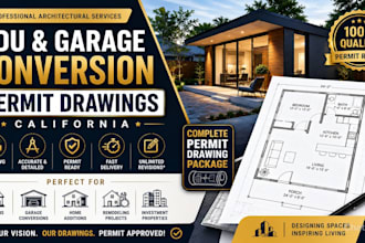 design adu and garage conversion permit drawings california