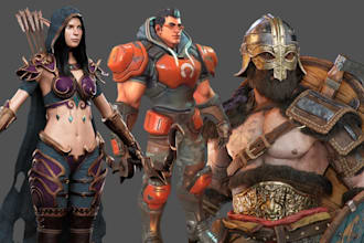 create stylized 3d game character game assest for unreal engine and unity