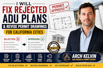 fix rejected adu plans and revise permit drawings for california cities