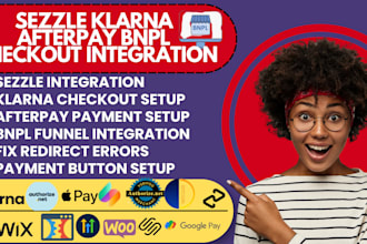 integrate sezzle klarna afterp,ay bnpl checkout in wix gohighlevel funnels