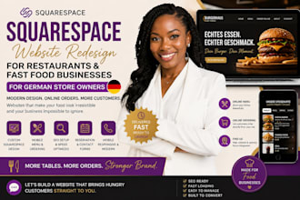 design squarespace for restaurant, menu bar, fast food, online ordering website