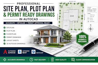 draw professional site plan, plot plan and permit ready drawings in autocad