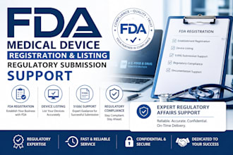 help with fda medical device registration, listing and regulatory submission