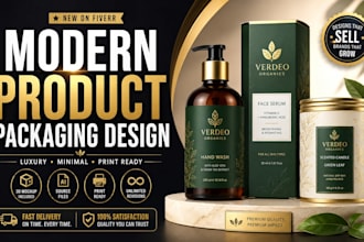 do product packaging design with modern branding