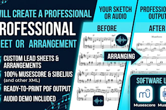 create professional lead sheet arrangement from your music in musescore or mxml