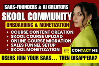 build ai skool community for saas founders, skool onboarding skool monetization