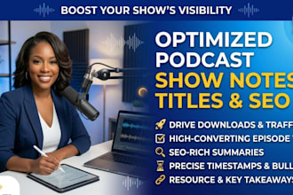 write SEO podcast show notes engaging titles and description to grow your show