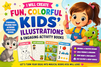 design kids activity book, kids coloring book, tracing workbook for KDP and esty