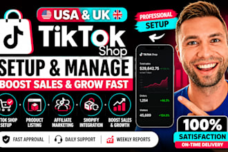 setup USA UK tiktok shop, product listing and affiliate marketing