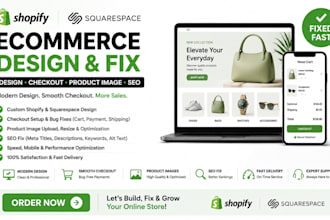 shopify squarespace ecommerce design checkout product image SEO fix bug