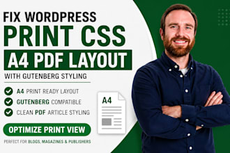 fix wordpress print css and create a4 PDF article layout with gutenberg styling