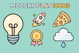design modern flat icons for apps, websites and brands