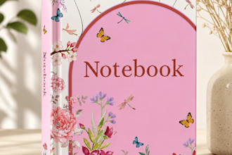 create a beautiful floral notebook or journal cover design