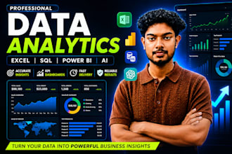 do data analysis, KPI dashboard, reports and insights for business growth