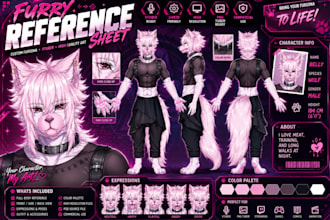 furry reference sheet fursona model anthro oc turnaround for vtuber pngtuber