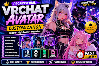 vrchat avatar creation anime avatar editing vtuber thumbnail avatar services