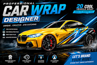 create a luxury car wraps design with 3d features