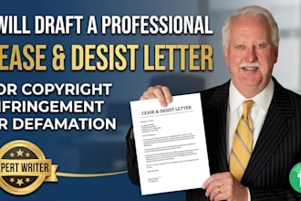 write a cease and desist letter for copyright infringement or defamation