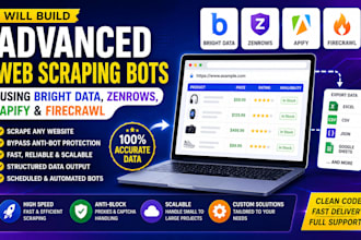 build advanced web scraping bots using bright data, zenrows, apify, firecrawl