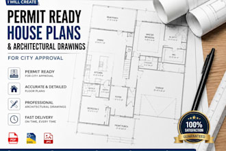do permit ready house plan and architectural permit drawing for city approval